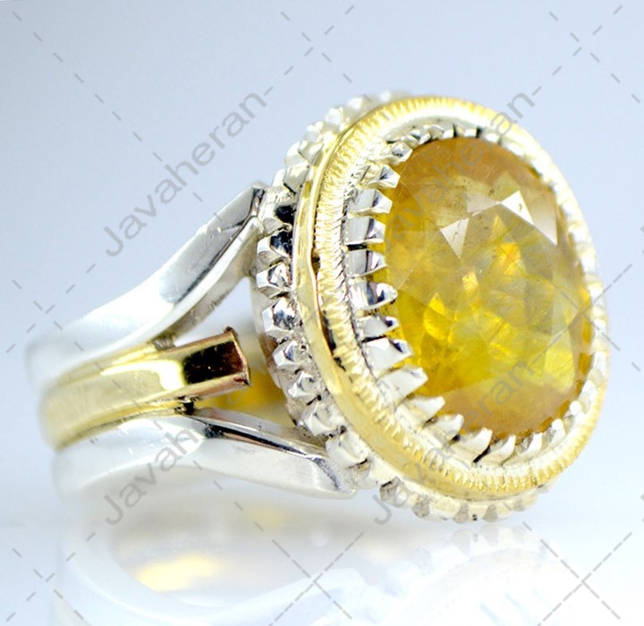 انگشتر فاخر تمام دست ساز یاقوت زرد اصل معدنی
