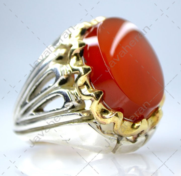 انگشتر فاخر دست ساز عقیق سرخ اصل خراسانی