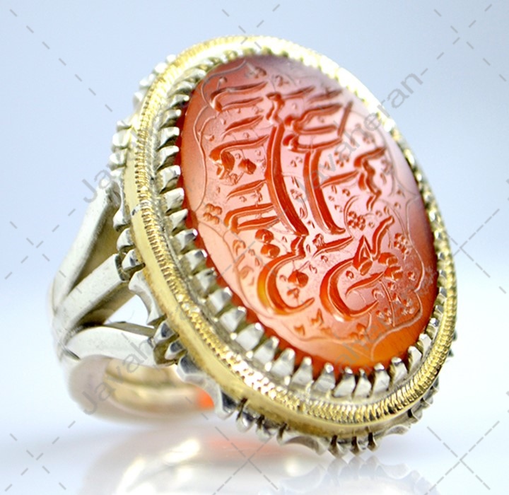 طرح ساخت انگشتر فاخر دست ساز عقیق حکاکی شده امضای (ذره)